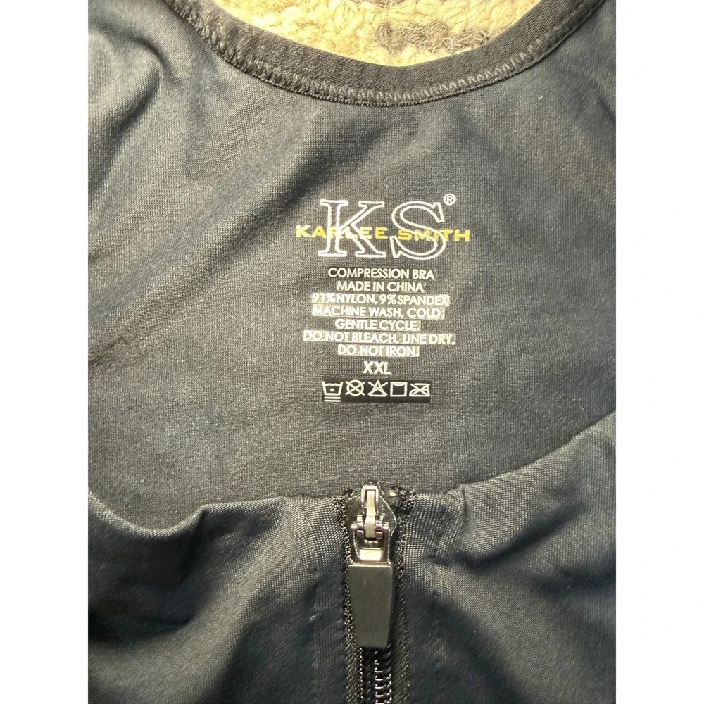 Karlee Smith Mastectomy Bra XXL‎ Front Zip Post Surgical Compression Black